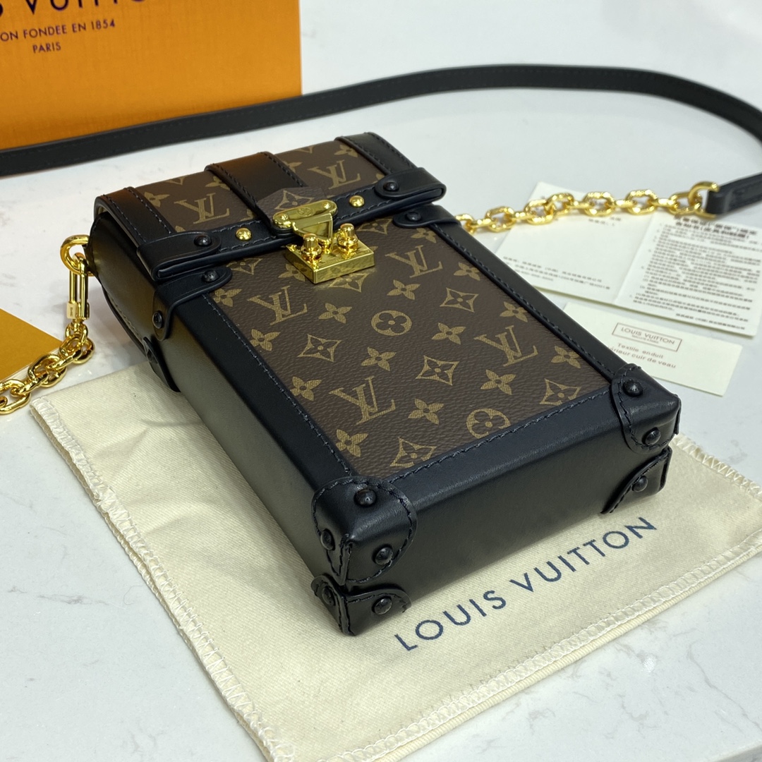 Louis Vuitton VERTICAL TRUNK POCHETTE Mini Bag Monogram M63913 Black 